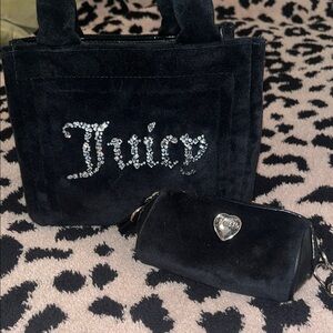 Juicy Couture Black Velvet Tote with Clutch